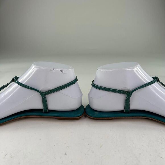 Prada Womens T-Strap Thong Sandals US 5 Turquoise Blue Flat Shoes Ankle Strap - Picture 9 of 11